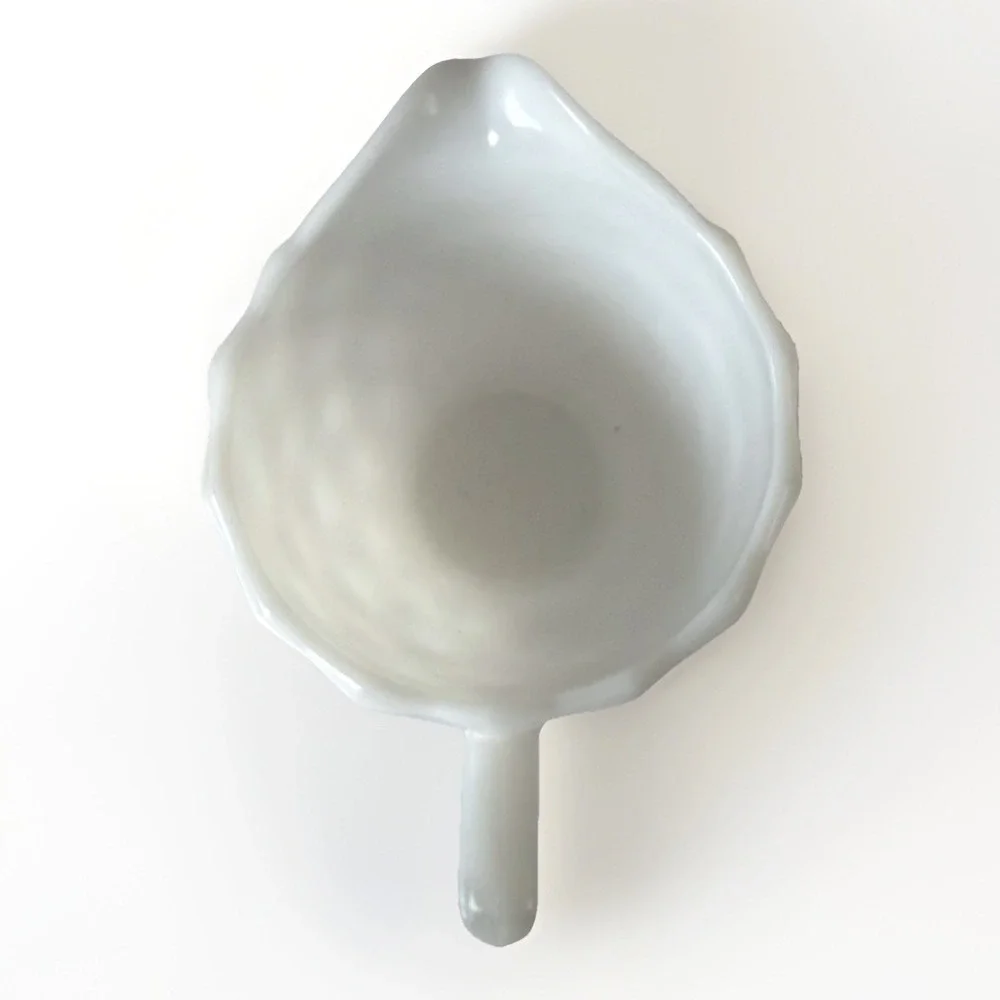 Anchor Hocking Milk Glass Creamer Cube Cut‎ Farmhouse Decor Cottagecore Vintage